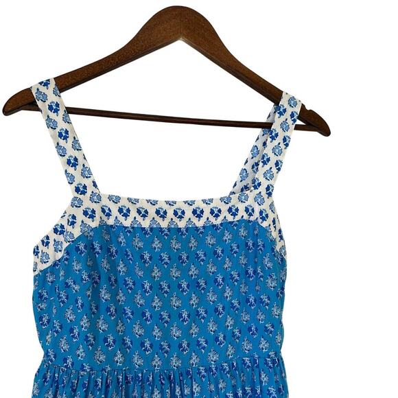 J. Crew Square Neck Smocked Tiered Floral MIDI Dress Size 6P Beachy Summer - Picture 3 of 9